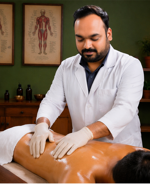 Abhyangam warm oil body massage